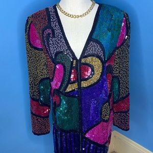 Vintage Sequin Blazer Dress Cardigan